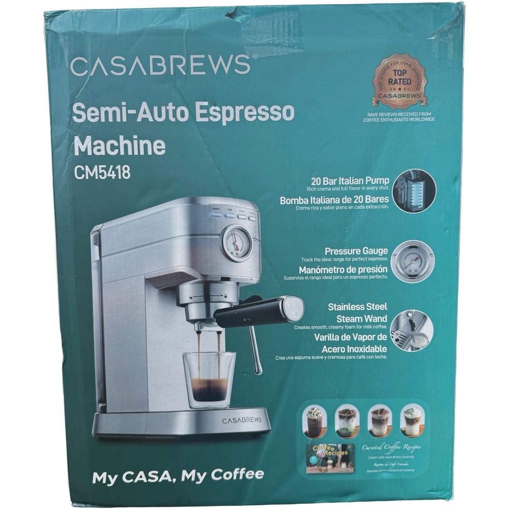 CASABREWS CM5418 Semi Automatic Espresso Machine 20 Bar Steam Frother Open Box